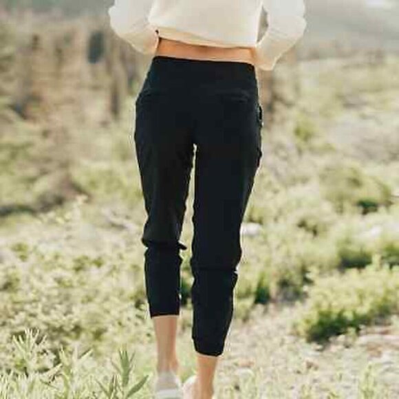 Albion Jetsetters Ankle Zip Pant Womens Large Petite L Black Jogger Pull On - Picture 2 of 14